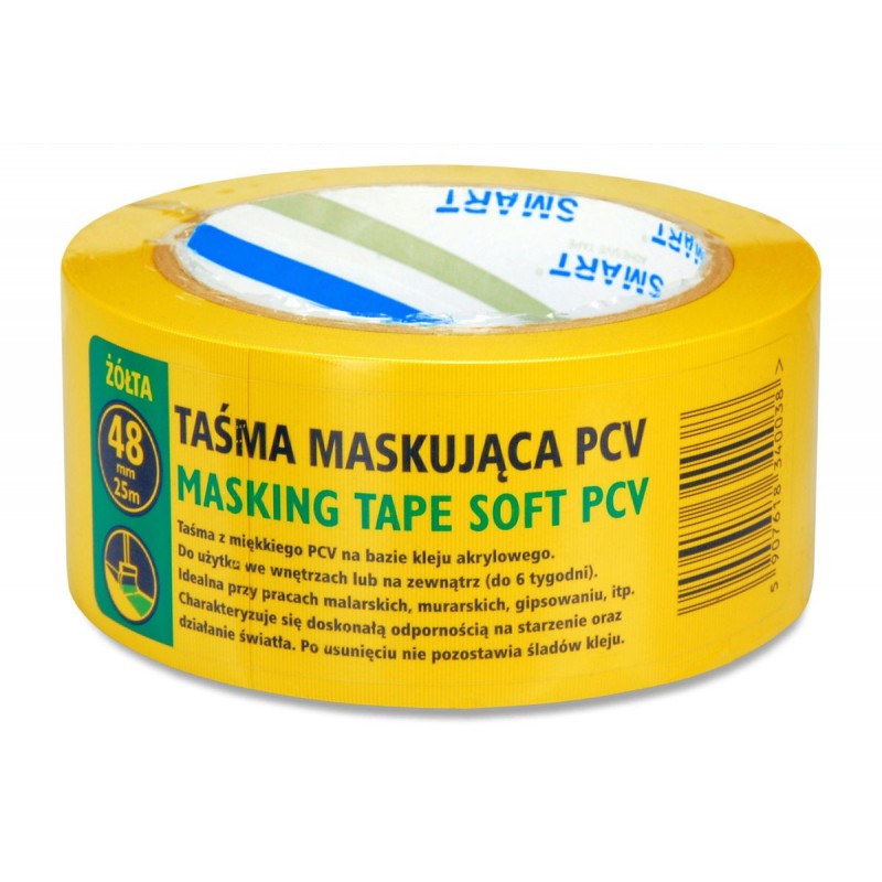 Taśma budowlana PVC żółta 38mm x 25m