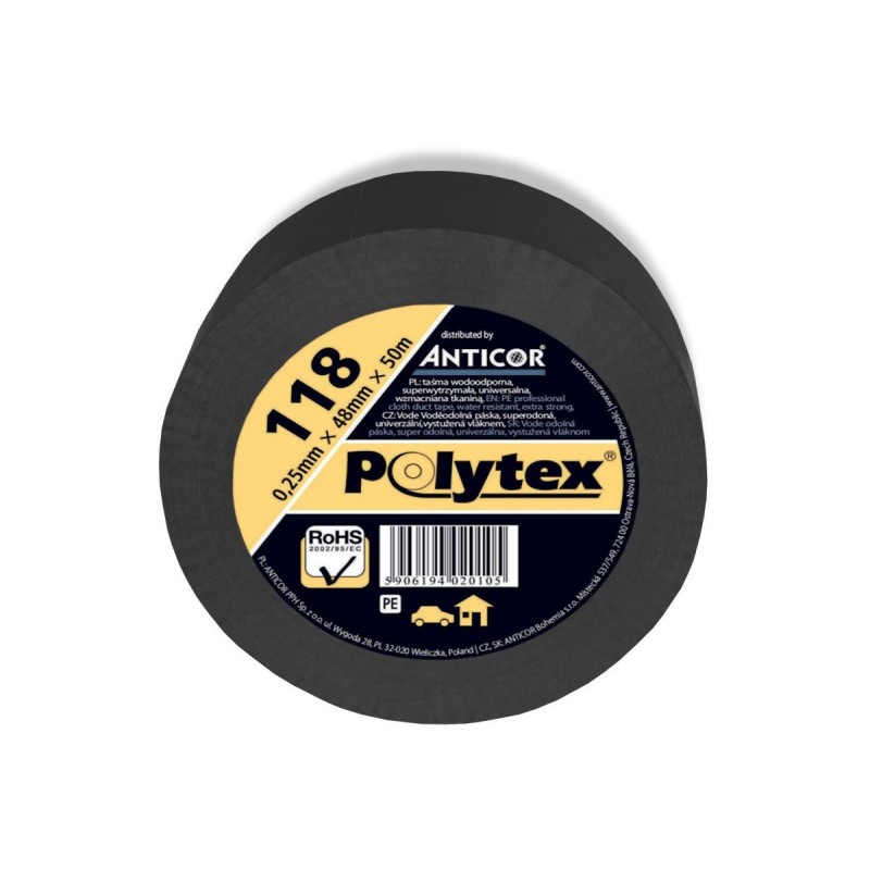 Taśma uniwersalna POLYTEX 118 czarna 48mm x 50m