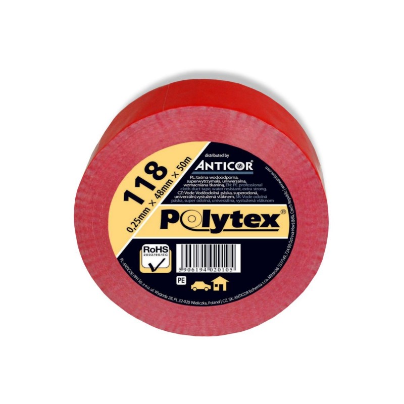 Taśma uniwersalna POLYTEX 118 czerwona 48mm x 9m