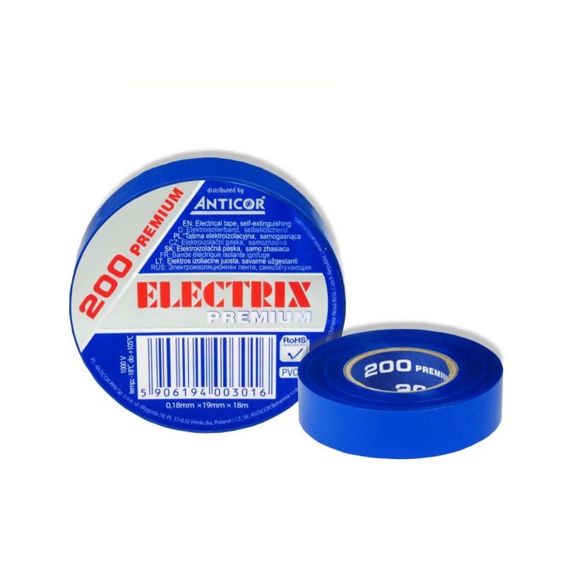 Taśma izolacyjna ELECTRIX PREMIUM 200 niebieska 25mm x 18m