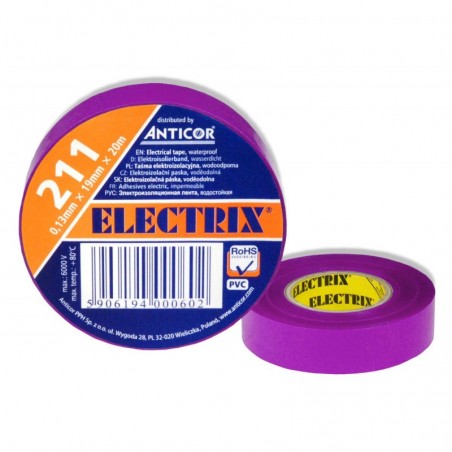 Taśma izolacyjna ELECTRIX 211-P PCV fioletowa 15mm x 10m