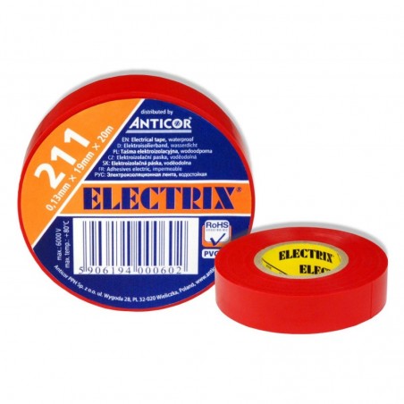 Taśma izolacyjna ELECTRIX 211 PCV czerwona 15mm x 10m