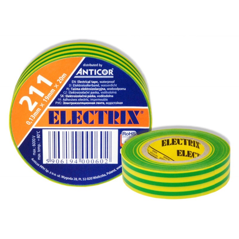 Taśma izolacyjna ELECTRIX 211 PCV tęcza 15mm x 10m