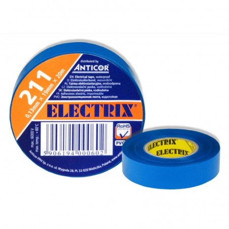 Taśma izolacyjna ELECTRIX 211 PCV niebieska 19mm x 20m