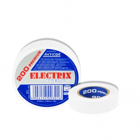 Taśma izolacyjna ELECTRIX PREMIUM 200 biała 19mm x 18m