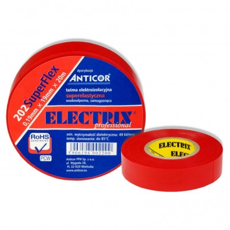 Taśma izolacyjna ELECTRIX SuperFlex 202 tęcza 19mm x 20m