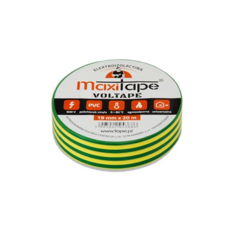 Taśma izolacyjna VOLTape PVC żółto-zielona 19mm x 20m