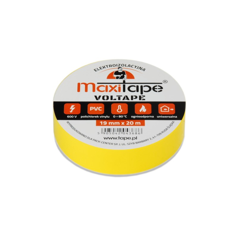 Taśma izolacyjna VOLTape PVC żółta 19mm x 20m