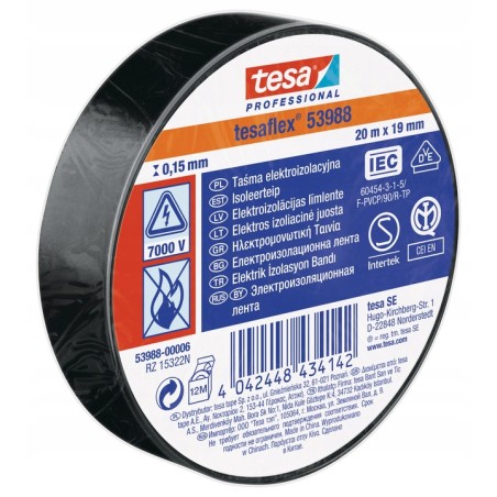 Taśma izolacyjna Tesa Tesaflex czarna 19mm x 20m