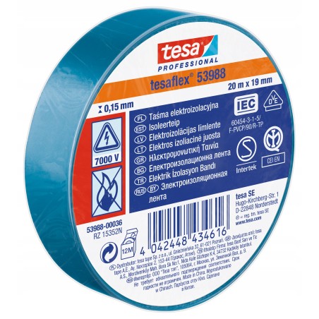 Taśma izolacyjna Tesa Tesaflex niebieska 19mm x 20m