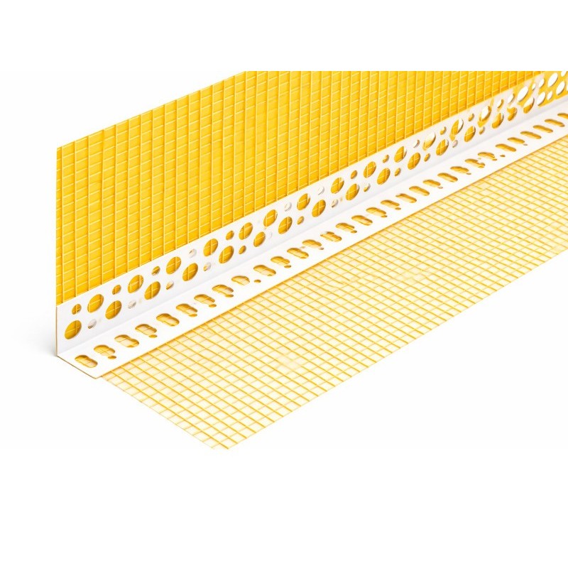 Narożnik plastikowy z siatką biały 10x10cm/3m